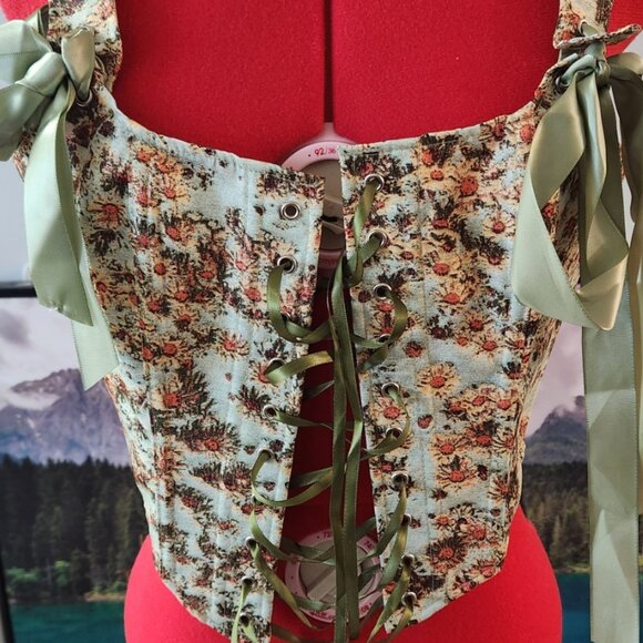 NWT Floral Lace-Up Corset Vest | Spring Court Garden | Size M/L - Picture 2 of 2